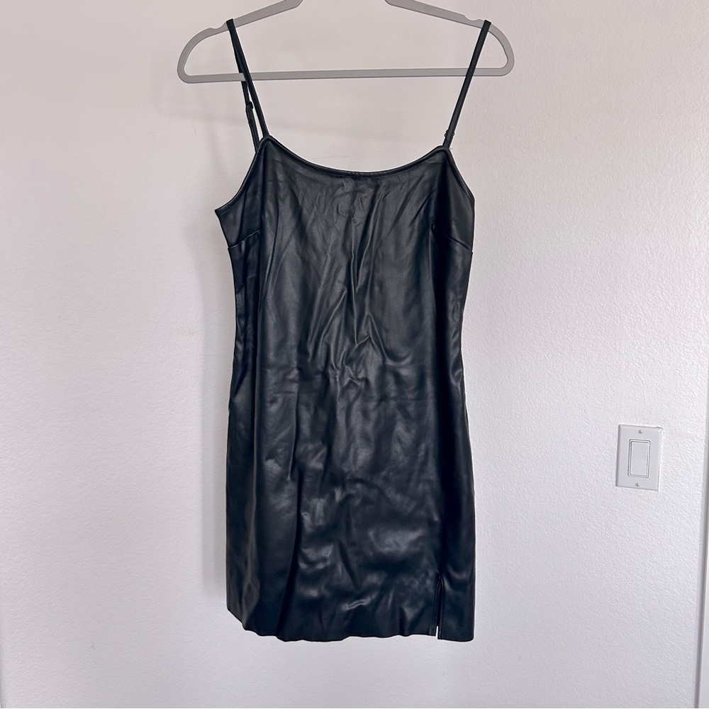 Sexy Mini Dress Faux Leather Size M, Stretchy